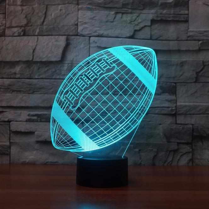 AOPOW Football 3D Illusion Optique Intelligent 7 Couleurs LED Night Light  Lampe de Table avec câble d'alimentation USB Olympique de Marseille pour